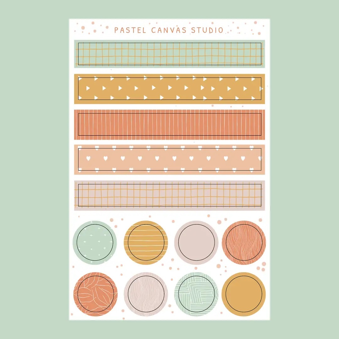 Washi Stripes Stickers Sheet (008)